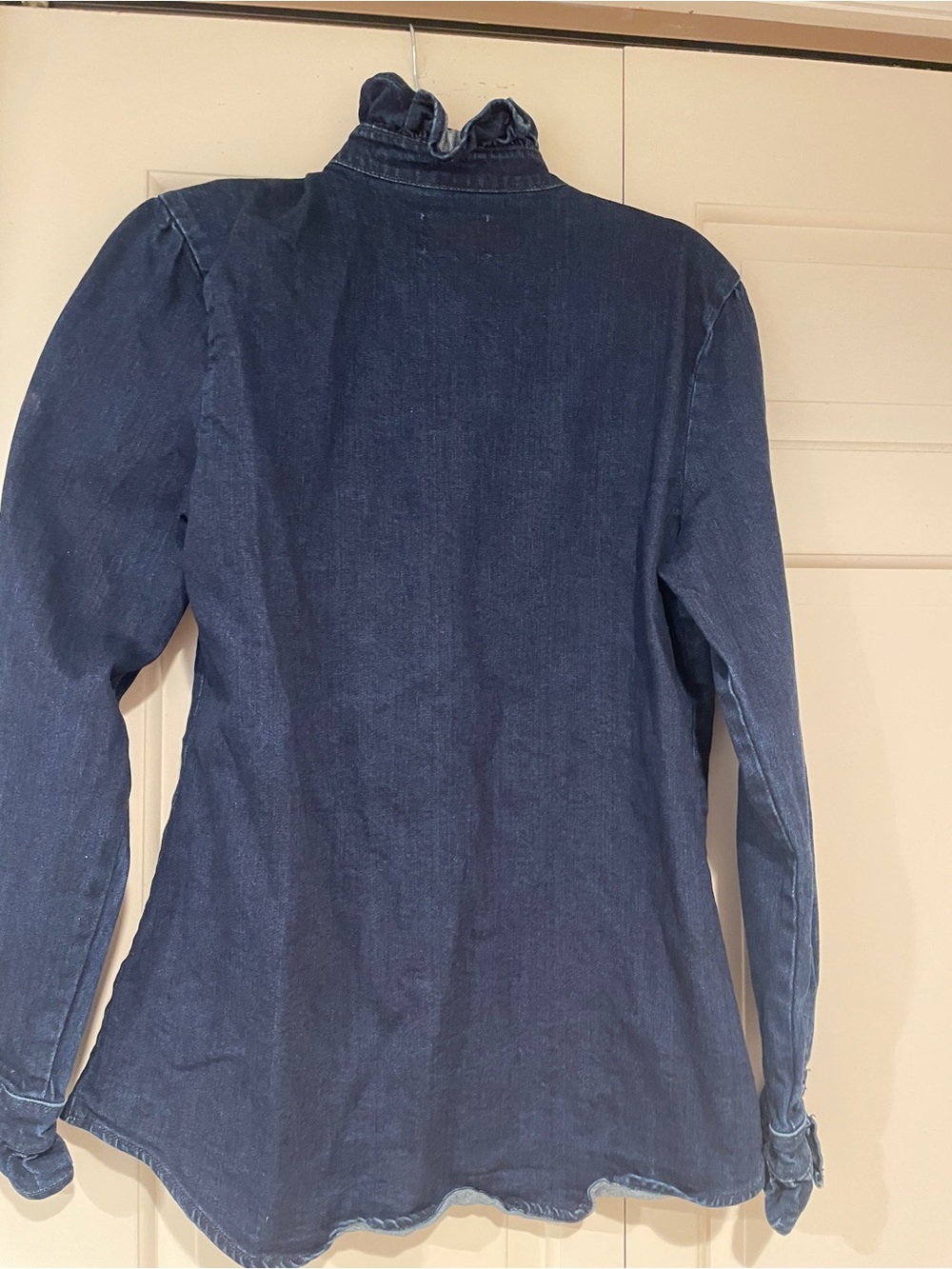 Eve Denim Button Front Ruffle Blouse Small - Picture 5 of 8